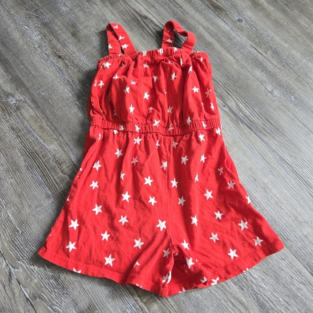 4T Girls Red Star-Patterned Kids Romper